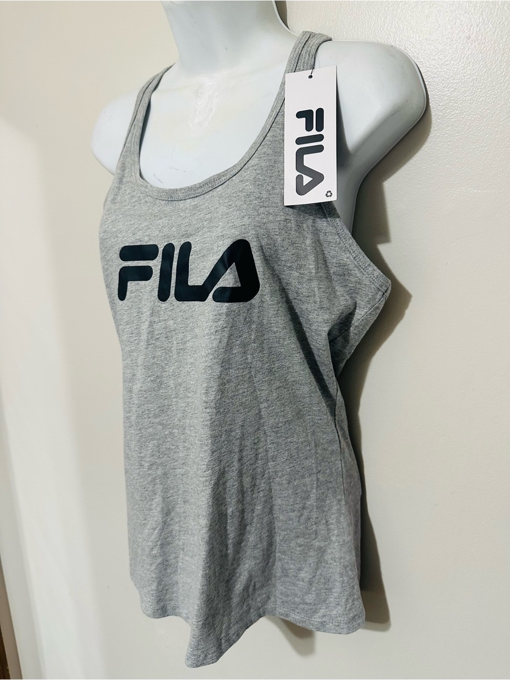 FILA Gray Logo Tank Top Size S Athletic Racerback Style NWT